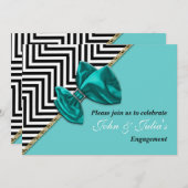 Blauw zwarte verloving - jarig bestaan kaart (Voorkant / Achterkant)