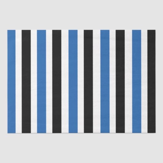 Blauw Zwarte Verticale Strepen Tissuepapier (Voorkant)