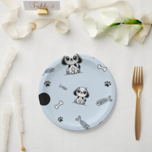 Blauw & Zwarte Vis Botten Hond Puppy Hondenverjaar Papieren Bordje