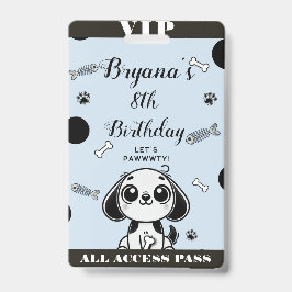 Blauw Zwarte Vis Botten Puppy Hond Verjaardag VIP  Badge