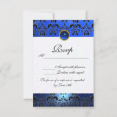 BLAUW ZWARTE WHITE SAPPHIRE DAMASK MONOGRAM RSVP (Achterkant)