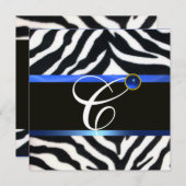 BLAUW ZWARTE WITTE ZEBRA FUR MONOGRAM, Sapphire Kaart (Voorkant / Achterkant)