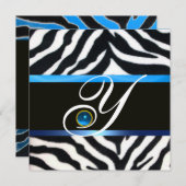 BLAUW ZWARTE WITTE ZEBRA FUR MONOGRAM, Sapphire Kaart (Voorkant / Achterkant)