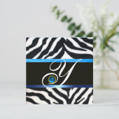 BLAUW ZWARTE WITTE ZEBRA FUR MONOGRAM, Sapphire Kaart (Staand voorkant)