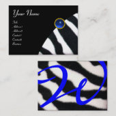 BLAUW ZWARTE WITTE ZEBRA fUR MONOGRAM, Sapphire Visitekaartje (Voorkant / Achterkant)