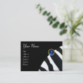 BLAUW ZWARTE WITTE ZEBRA fUR MONOGRAM, Sapphire Visitekaartje (Staand voorkant)