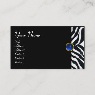 BLAUW ZWARTE WITTE ZEBRA fUR MONOGRAM, Sapphire Visitekaartje