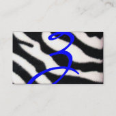 BLAUW ZWARTE WITTE ZEBRA fUR MONOGRAM, Sapphire Visitekaartje (Achterkant)