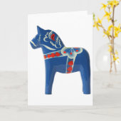 Blauw Zweeds Paard Dala Kaart (Gele Bloem)