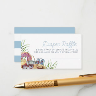 Blauw Zwembad Feestje Baby Shower Luier Raffle Tic Informatiekaartje