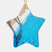 Blauw zwembad met ladder keramisch ornament (Links)