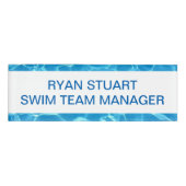 Blauw zwembad met mousserend blauw water aanpassen naambadge (Voorkant)