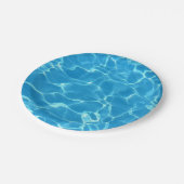 Blauw zwembad met mousserend blauw water papieren bordje (Gekanteld)
