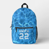 Blauw Zwembad Sport Foto Bedrukte Rugzak (Voorkant)