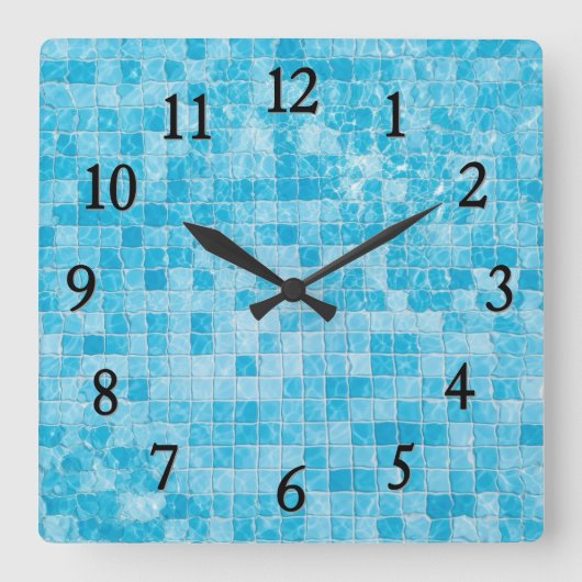 Blauw Zwembad Wandklok (Voorkant)