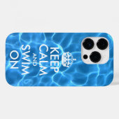 Blauw Zwembadwater Keep Calm and Swim On Case-Mate iPhone Case (Achterkant (horizontaal))