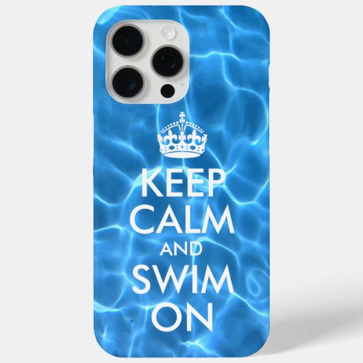 Blauw Zwembadwater Keep Calm and Swim On Case-Mate iPhone Case (Achterkant)