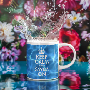 Blauw Zwembadwater Keep Calm and Swim On Koffiemok