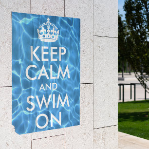 Blauw Zwembadwater Keep Calm and Swim On Poster