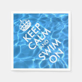 Blauw Zwembadwater Keep Calm and Swim On Servetten (Voorkant)