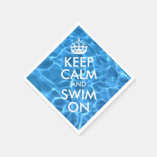 Blauw Zwembadwater Keep Calm and Swim On Servetten (Hoek)