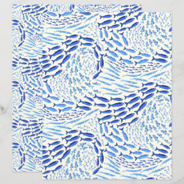 Blauw Zwemmende Oceaan Vissen - Licht Scrapbook Pa