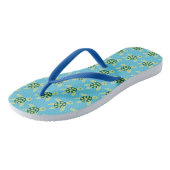 Blauw zwemschildpad teenslippers (Schuin)
