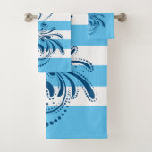 Blauw zwenkwit en blauwe strepen badhanddoekset bad handdoek (Insitu)