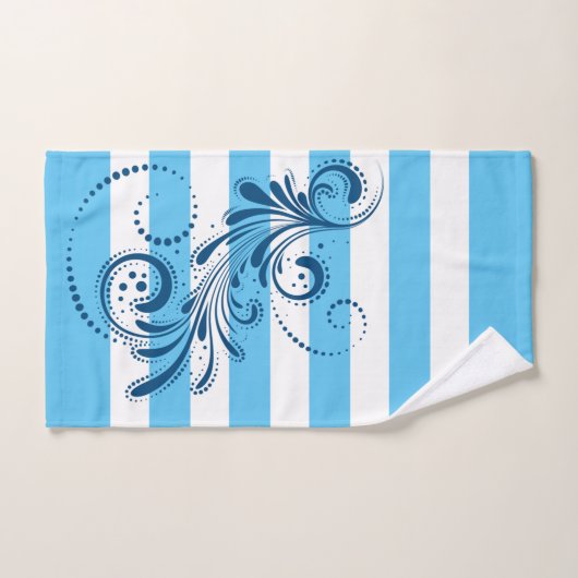 Blauw zwenkwit en blauwe strepen badhanddoekset bad handdoek (Handdoek)