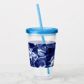 Blauw zwieppatroon acryl drinkbeker (Links)