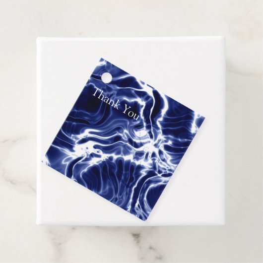 Blauw zwieppatroon bedankjes labels (In situ)