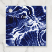 Blauw zwieppatroon bedankjes labels (Voorkant)