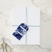 Blauw zwieppatroon cadeaulabel (Met Touw)