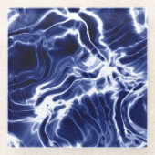 Blauw zwieppatroon glazen onderzetter (Voorkant)