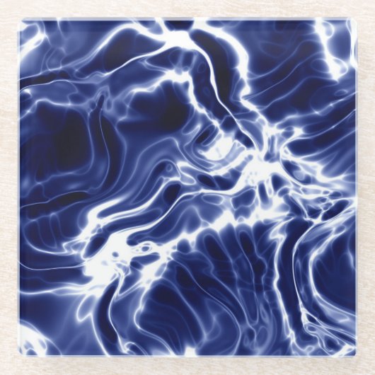 Blauw zwieppatroon glazen onderzetter (Voorkant)