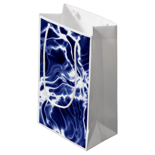 Blauw zwieppatroon klein cadeauzakje (Voorkant Gekanteld)