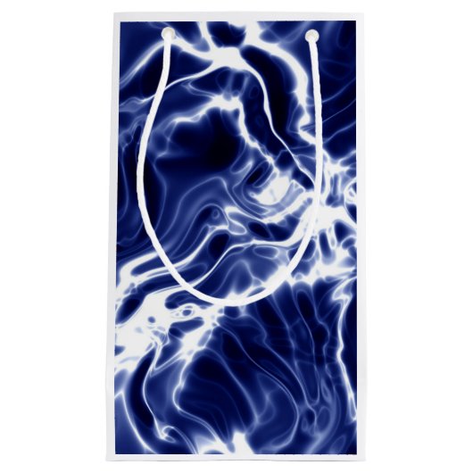 Blauw zwieppatroon klein cadeauzakje (Voorkant)