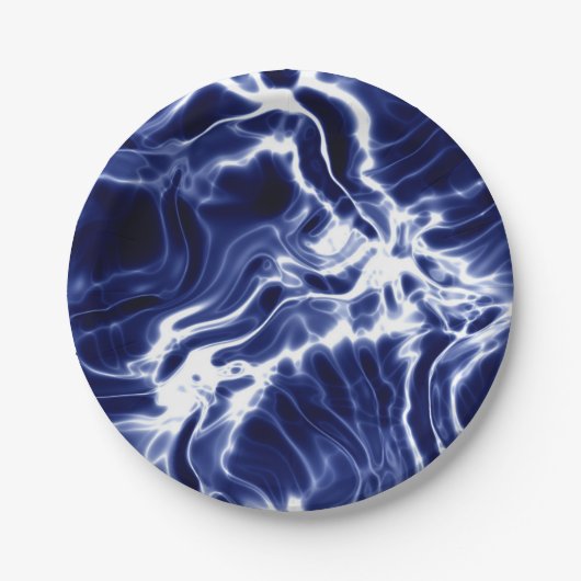 Blauw zwieppatroon papieren bordje (Voorkant)