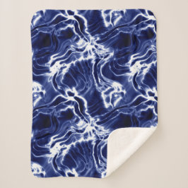 Blauw zwieppatroon sherpa deken