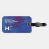 Blauwachtig abstractie met Wereldkaart Bagagelabel (Achterkant horizontaal)