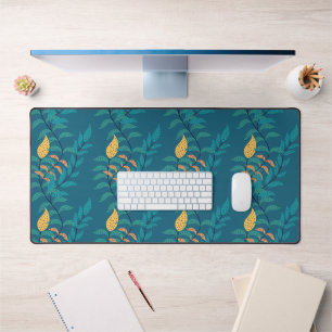 Blauwachtig botanisch patroon bureaumat