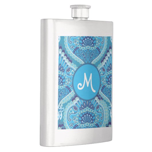 Blauwachtig - Gevederde Paisley Flacon (Rechts)