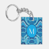 Blauwachtig - Gevederde Paisley Sleutelhanger (Voorkant Links)