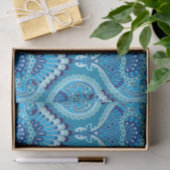 Blauwachtig - Gevederde Paisley Tissuepapier (Geschenk)