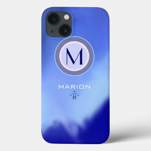 blauwachtig monogram Case-Mate iPhone case (Achterkant)