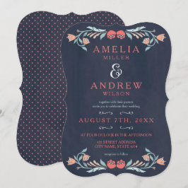 Blauwachtig schoolbord Elegant bloem-huwelijk Kaart