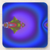 Blauwachtig stromend fractal bier onderzetter (Voorkant)