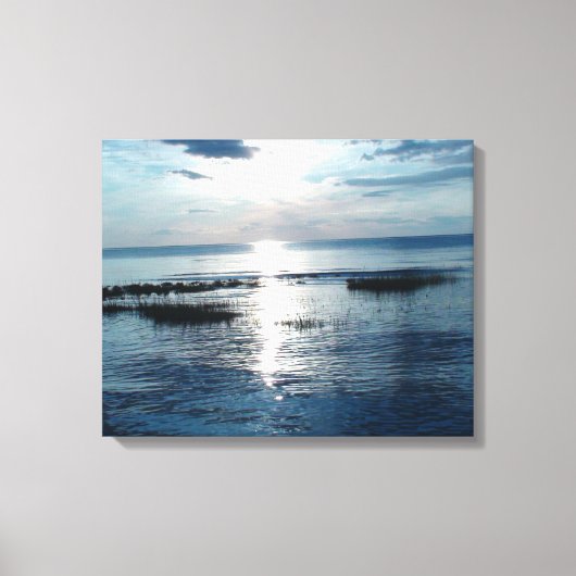 Blauwachtige zonsondergang boven Cape Cod-strand Canvas Afdruk (Voorkant)