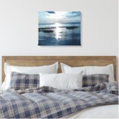 Blauwachtige zonsondergang boven Cape Cod-strand Canvas Afdruk (Insitu (Slaapkamer))