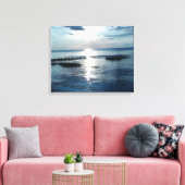 Blauwachtige zonsondergang boven Cape Cod-strand Canvas Afdruk (Insitu (Woonkamer))